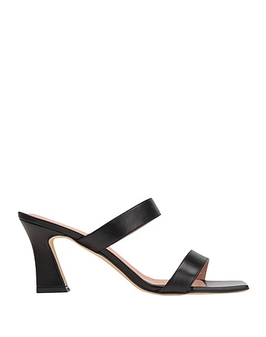 8 by YOOX Sandals LEATHER SQUARE TOE SPOOL-HEEL SANDAL
 Black 100% Ovine leather