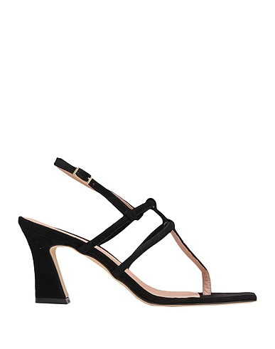 8 by YOOX Flip flops SUEDE SQUARE TOE THONG SANDAL
 Black 100% Ovine leather