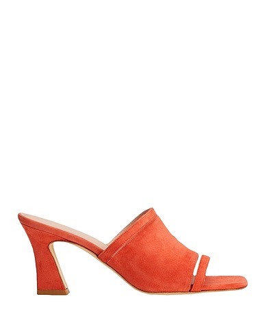 8 by YOOX Sandals SUEDE SQUARE TOE SPOOL-HEEL SANDAL
 Rust 100% Ovine leather