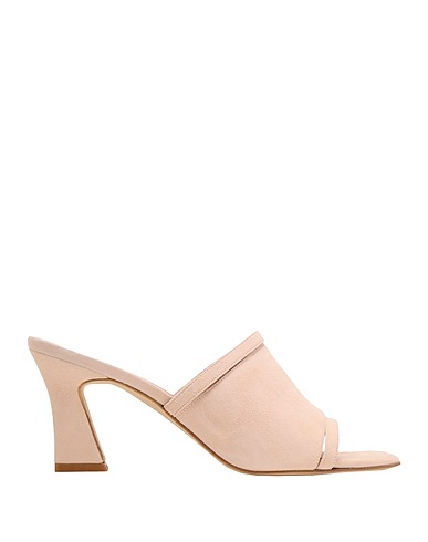 8 by YOOX Sandals SUEDE SQUARE TOE SPOOL-HEEL SANDAL
 Blush 100% Ovine leather