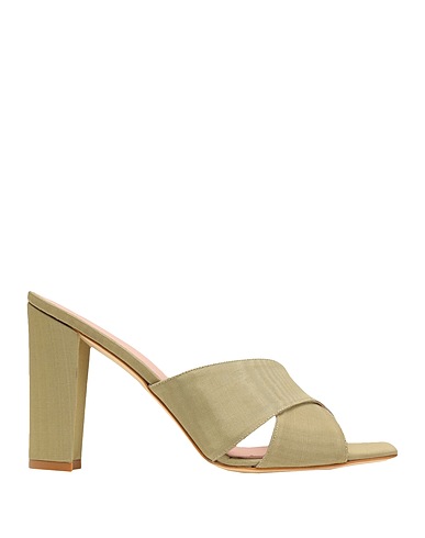 8 by YOOX Sandals MOIRÉ SQUARE TOE SANDAL
 Military green 50% Cotton, 50% Viscose