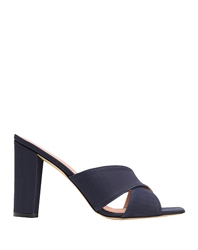 8 by YOOX Sandali MOIRÉ SQUARE TOE SANDAL
 Blu notte 50% Cotone, 50% Viscosa