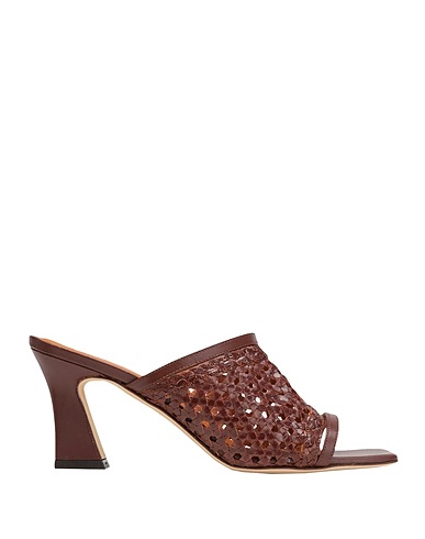 8 by YOOX Sandali WOVEN LEATHER SQUARE TOE SANDAL
 Cioccolato 100% Pelle di vitello