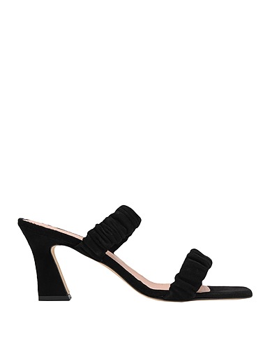 8 by YOOX Sandalen SUEDE SQUARE TOE SPOOL-HEEL SANDAL
 Schwarz 100% Schafleder