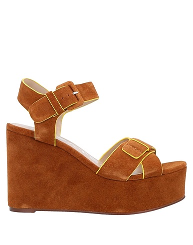 STRATEGIA Sandals Camel Leather, Textile fibres