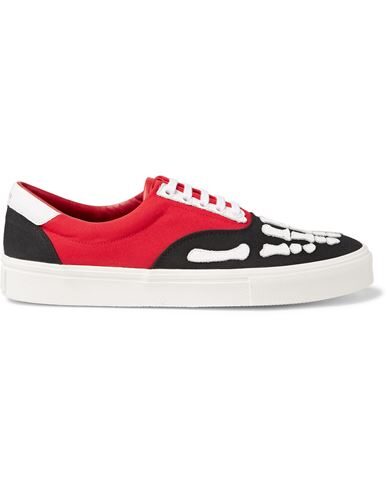 Amiri Skel Toe Leather-trimmed Colour-block Canvas Sneakers In Black