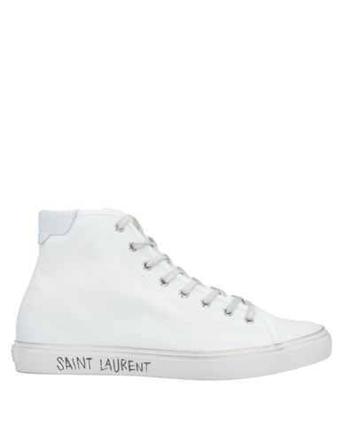 Saint Laurent White Canvas Malibu Mid-top Sneakers In White