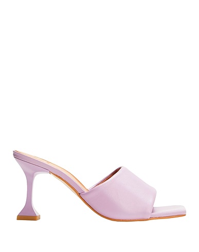 8 by YOOX Sandali LEATHER SQUARE TOE SPOOL-HEEL SANDALS
 Lilla 100% Pelle di bovino