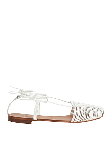 8 by YOOX Sandals FAUX LEATHER WOVEN FLAT SANDALS
 White 100% Polyurethane