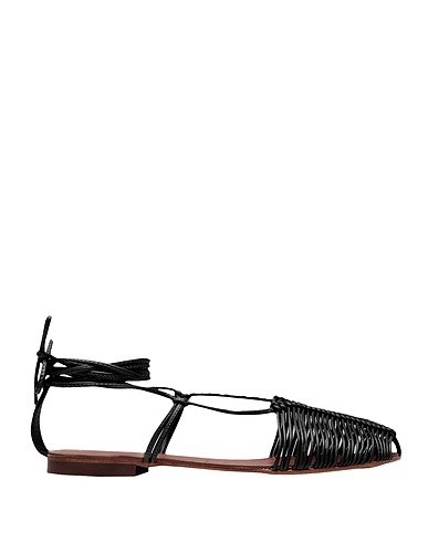 8 by YOOX Sandali FAUX LEATHER WOVEN FLAT SANDALS
 Nero 100% Poliuretano