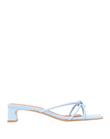 8 by YOOX Flip flops LEATHER SQUARE TOE SANDALS
 Sky blue 100% Cow leather