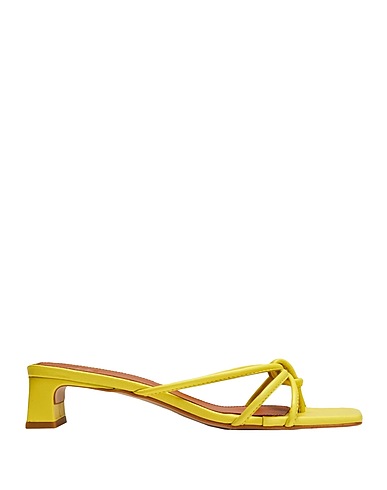 8 by YOOX Dianetten LEATHER SQUARE TOE SANDALS
 Gelb 100% Rindsleder