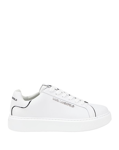 KARL LAGERFELD Sneakers MAXI KUP LO LACE II
 White Soft Leather, Textile fibers