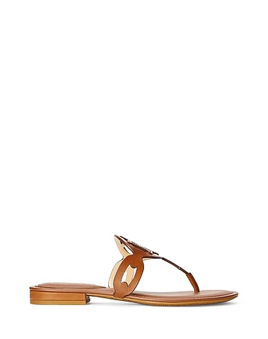 LAUREN RALPH LAUREN Infradito AUDRIE BURNISHED LEATHER SANDAL
 Cuoio Pelle