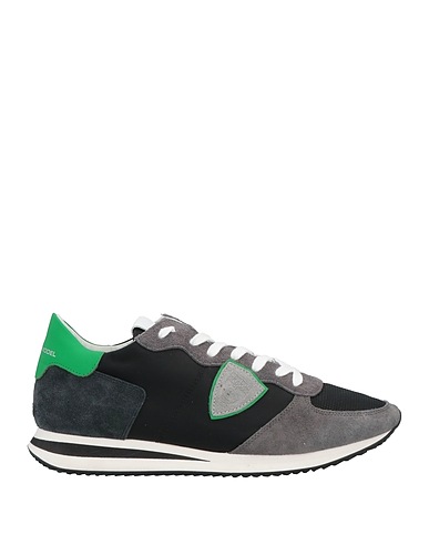PHILIPPE MODEL Sneakers Green Leather, Textile fibres