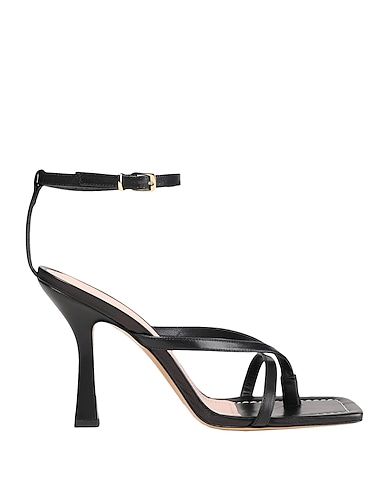 8 by YOOX Flip flops LEATHER SQUARE TOE SPOOL-HEEL THONG SANDAL
 Black Goat skin