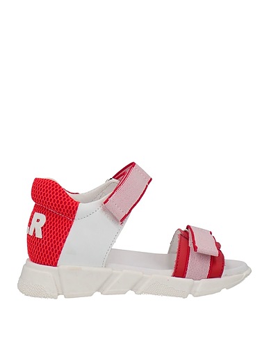 FLORENS Sandals Red Leather, Textile fibres