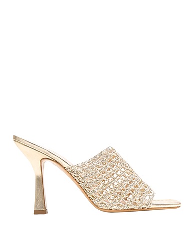 8 by YOOX Sandals WOVEN SQUARE TOE MULE Platinum Polyester, Goat skin