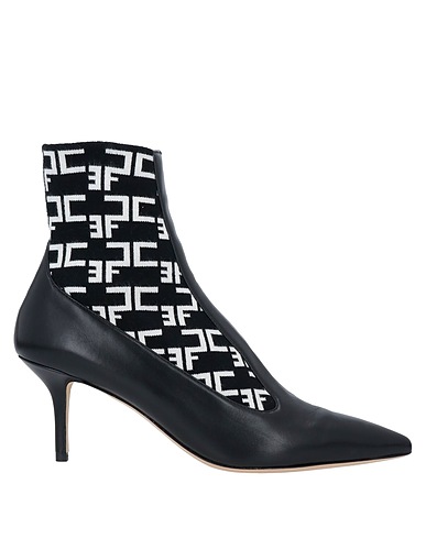 ELISABETTA FRANCHI Ankle boot Black Soft Leather, Textile fibers