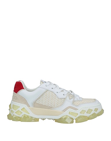 JIMMY CHOO Sneakers White Leather, Textile fibres