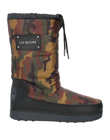 LOVE MOSCHINO Boots Military green Nylon, Textile fibres