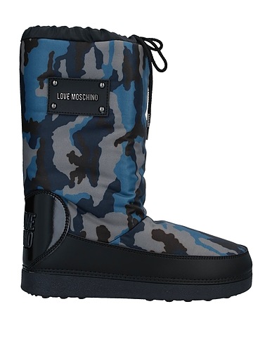 LOVE MOSCHINO Boots Slate blue Nylon, Textile fibres