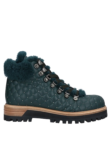 LE SILLA Ankle boot Dark green Leather, Shearling
