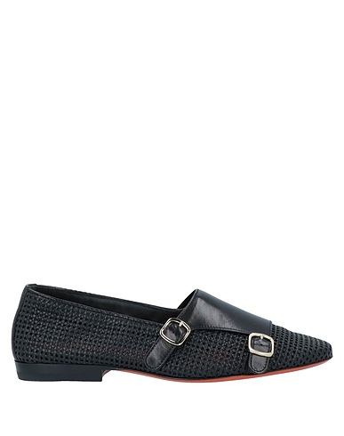 SANTONI Loafers Black Leather