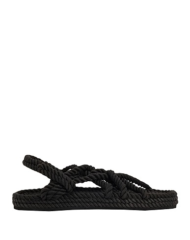 8 by YOOX Sandals ROPE CROSS-STRAP FLAT SANDALS
 Black Textile fibres
