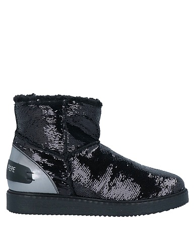 PATRIZIA PEPE Ankle boot Black Leather, Textile fibres