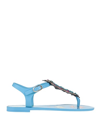 DOLCE&GABBANA Flip flops Azure 70% Calfskin, 15% Synthetic fibers, 11% Turquoise, 3% Cotton, 1% Goat skin