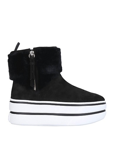 HOGAN Ankle boot Black Soft Leather, Textile fibres