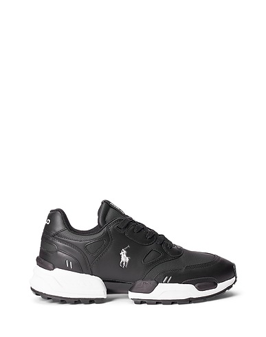 POLO RALPH LAUREN Sneakers LEATHER SNEAKERS
 Black 58% Textile fibers, 42% Leather