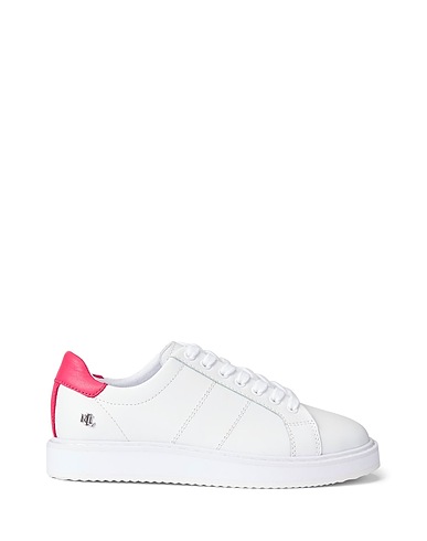 LAUREN RALPH LAUREN Sneakers ANGELINE II NAPPA LEATHER SNEAKER
 White 100% Cow leather