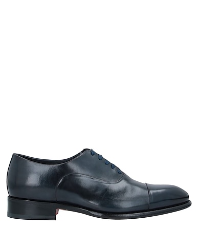 SANTONI Laced shoes Black Soft Leather