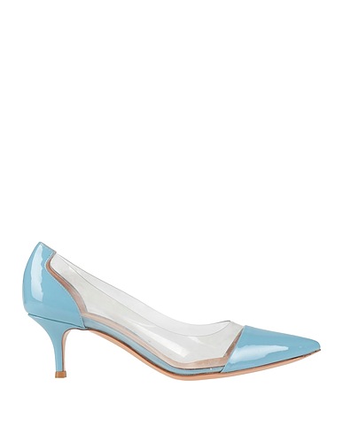 GIANVITO ROSSI Court Sky blue Soft Leather, Plastic