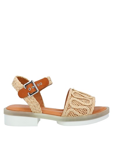 CLERGERIE Sandals Beige Straw, Soft Leather