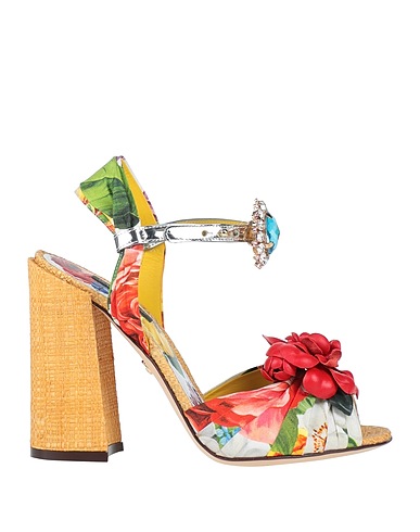 DOLCE&GABBANA Sandals Red Textile fibres, Leather