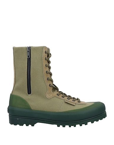PAURA x SUPERGA Botín Verde militar 90% Algodón, 10% Cuero
