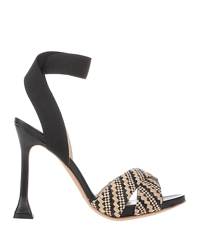 GIANNI MARRA Sandals Beige Natural raffia, Textile fibers