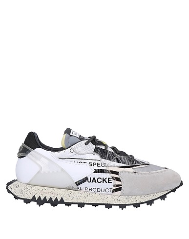 RUN OF Sneakers Grey Leather, Textile fibres