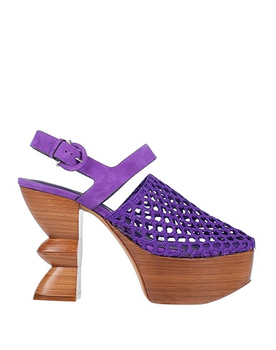 FERRAGAMO Sandali Viola Pelle di vitello, Fibre tessili