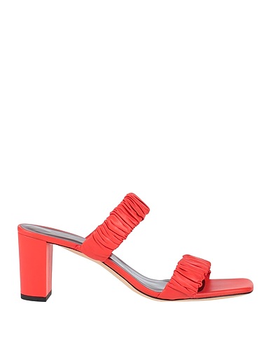 STAUD Sandals FRANKIE RUCHED SANDAL
 Tomato red 100% Goat skin