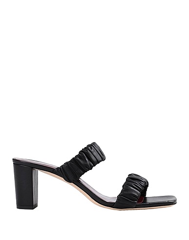 STAUD Sandals FRANKIE RUCHED SANDAL
 Black 100% Goat skin