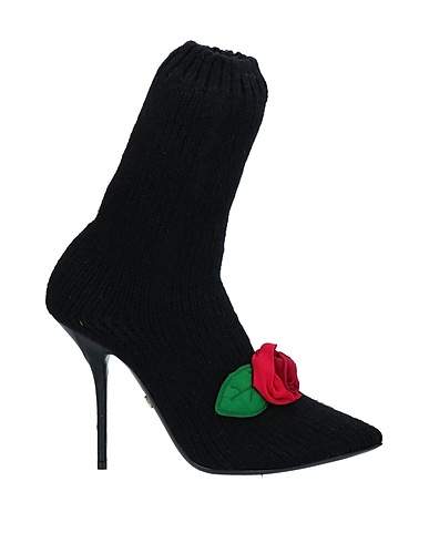 DOLCE&GABBANA Μποτάκι Μαύρο 70% Μαλλί, 20% Πολυαμίδη, 10% Δέρμα χελιού