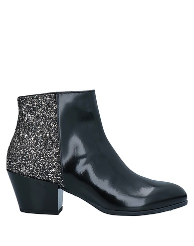 HOGAN Ankle boot Black Leather, Textile fibers