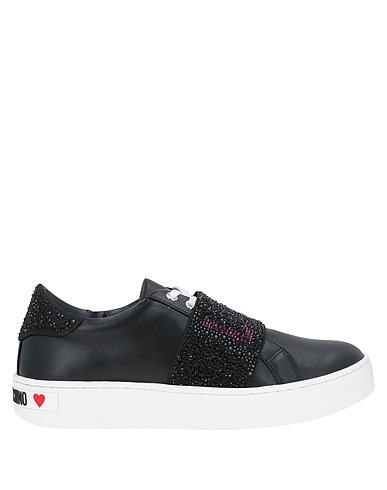 LOVE MOSCHINO Sneakers Black Calfskin, Other Fibres