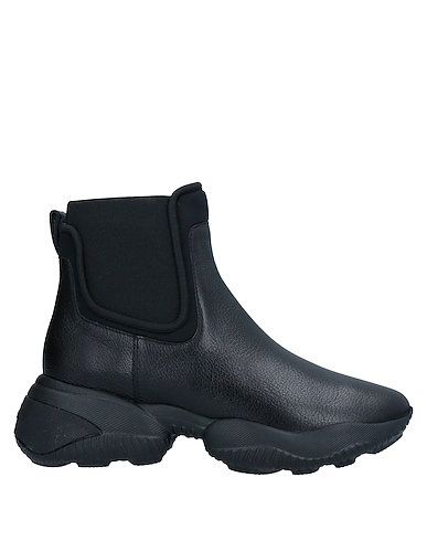HOGAN Ankle boot Black Soft Leather, Textile fibres
