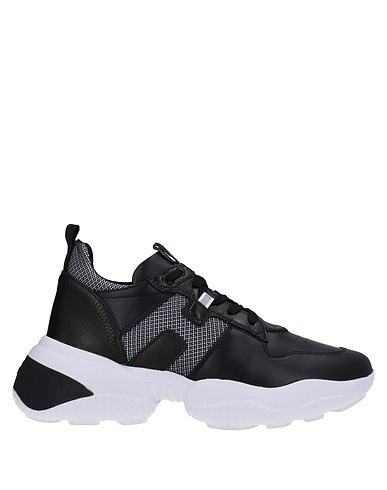 HOGAN Sneakers Black Leather, Textile fibres