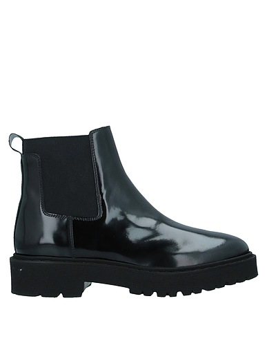 HOGAN Ankle boot Black Soft Leather, Textile fibres
